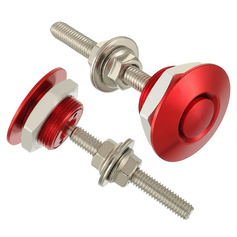 EPLZON Diameter 1.25 inch Quick Release Latch Bumper Bumper Hood License Plate Lock Clip Kit Universal Aluminum Engine Hood Pin(Pack of 2pcs,Red) - Image 1
